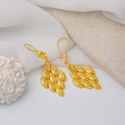 14K Yellow Gold Infinity Rhombus Dangle Earrings