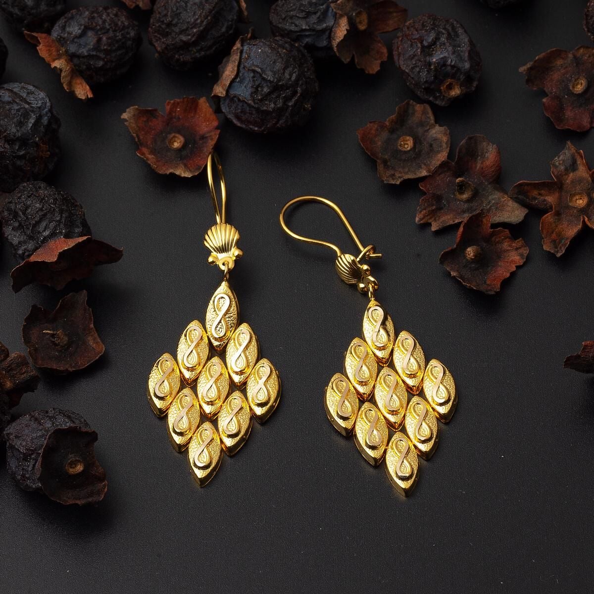 14K Yellow Gold Infinity Rhombus Dangle Earrings