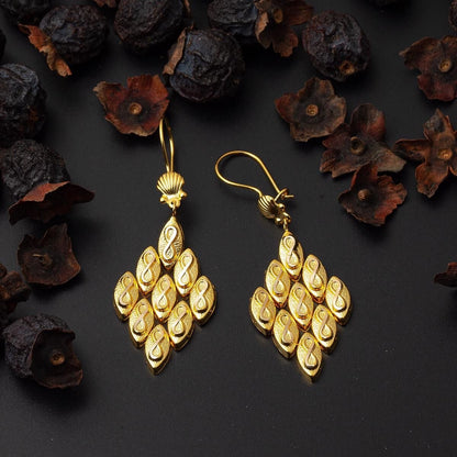 14K Yellow Gold Infinity Rhombus Dangle Earrings