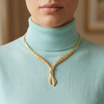 22K Yellow Gold Infinity Cubic Zirconia Collar Necklace