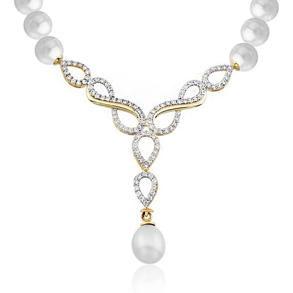 14K Yellow Gold Infinity Bridal Pearl Jewelry Set