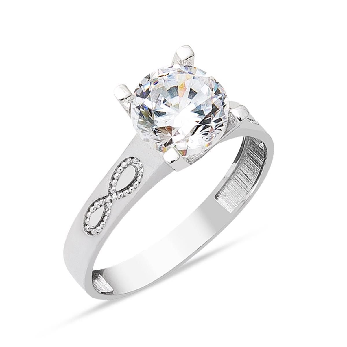 14K White Gold Infinity Solitaire Cubic Zirconia Ring