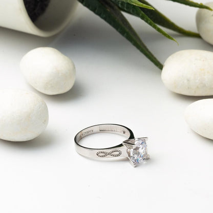 14K White Gold Infinity Solitaire Cubic Zirconia Ring