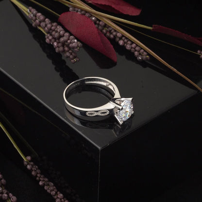 14K White Gold Infinity Solitaire Cubic Zirconia Ring