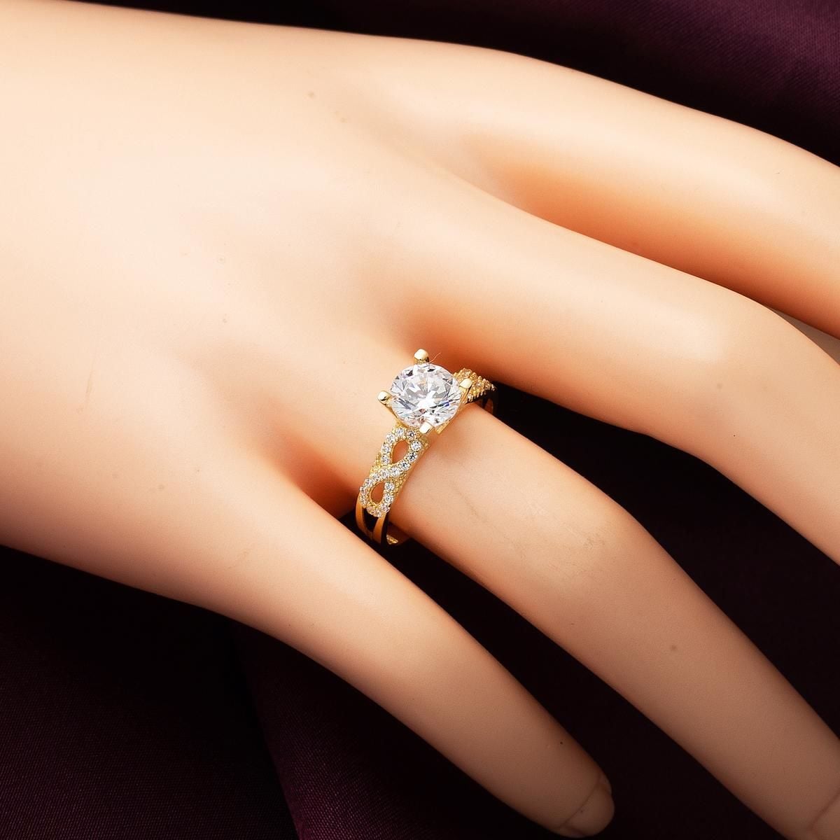 14K Yellow Gold Infinity Solitaire Cubic Zirconia Ring (2.27 g)