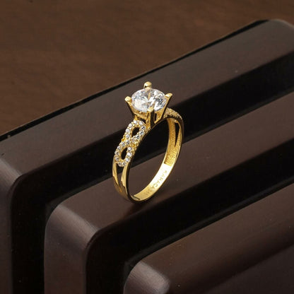 14K Yellow Gold Infinity Solitaire Cubic Zirconia Ring (2.27 g)