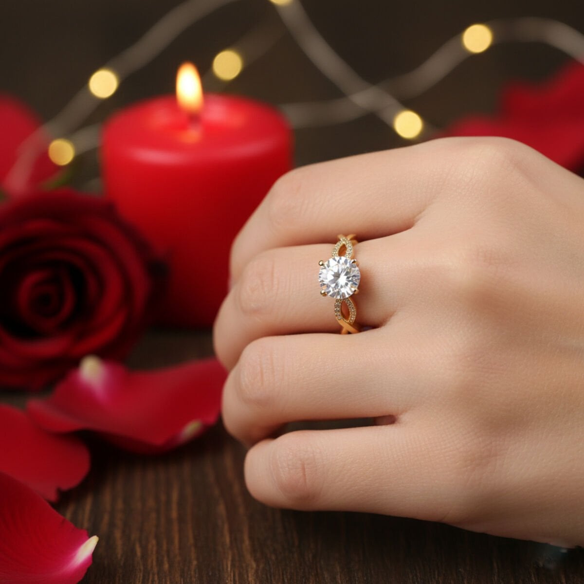 14K Yellow Gold Infinity Solitaire Cubic Zirconia Ring (2.61 g)