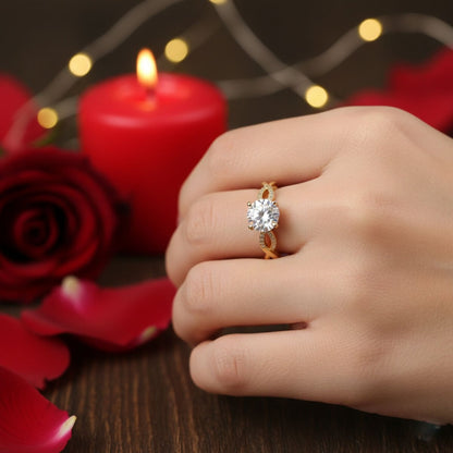14K Yellow Gold Infinity Solitaire Cubic Zirconia Ring (2.61 g)