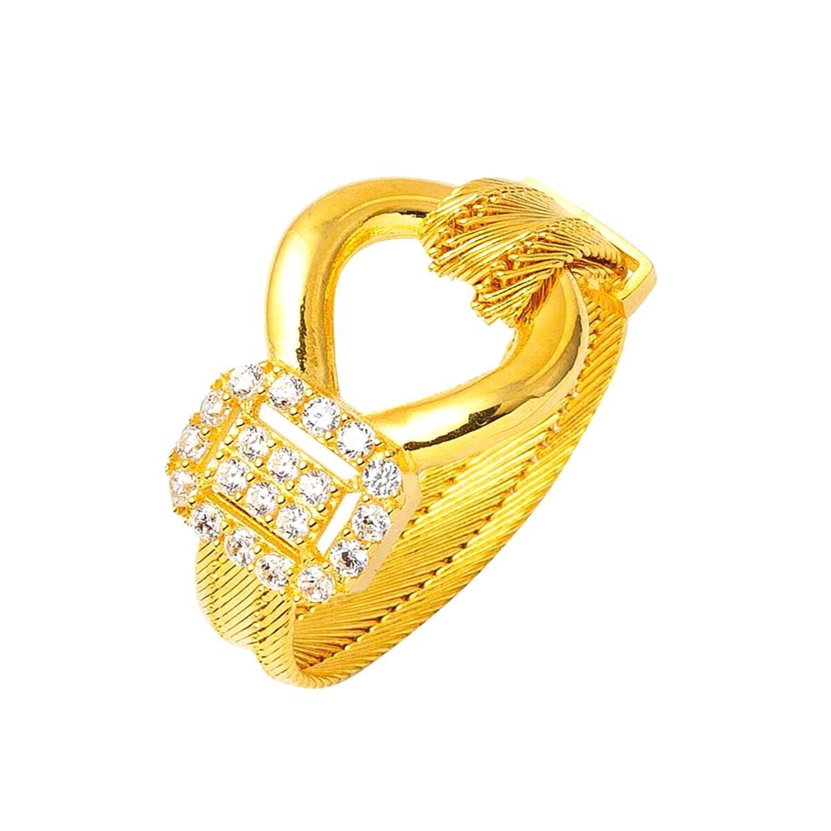 14K Yellow Gold Infinity Trabzon Mesh Cubic Zirconia Ring