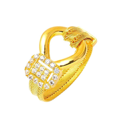 14K Yellow Gold Infinity Trabzon Mesh Cubic Zirconia Ring