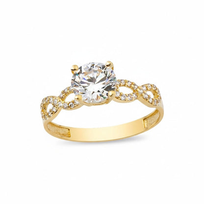 14K Yellow Gold Infinity Solitaire Cubic Zirconia Ring (2.61 g)