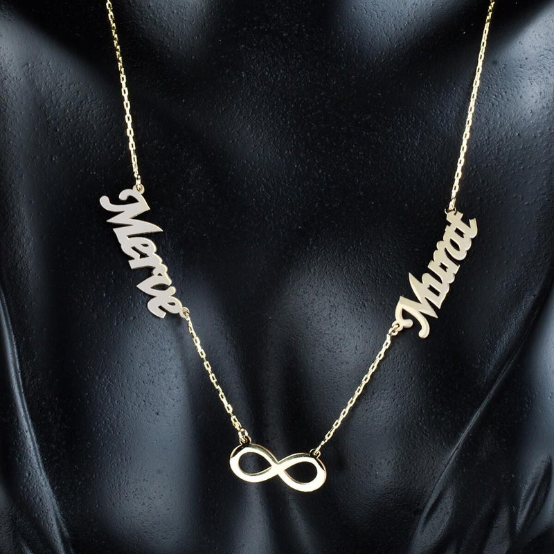 14K Yellow Gold Infinity 2 Name Necklace