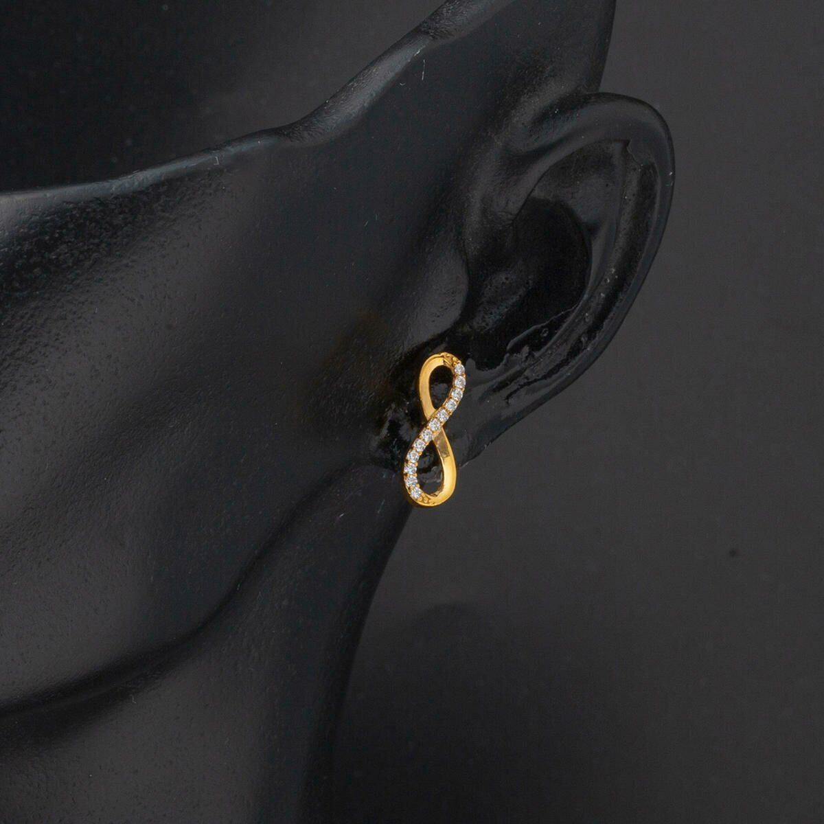 22K Yellow Gold Infinity Cubic Zirconia Earrings (1.89 g)