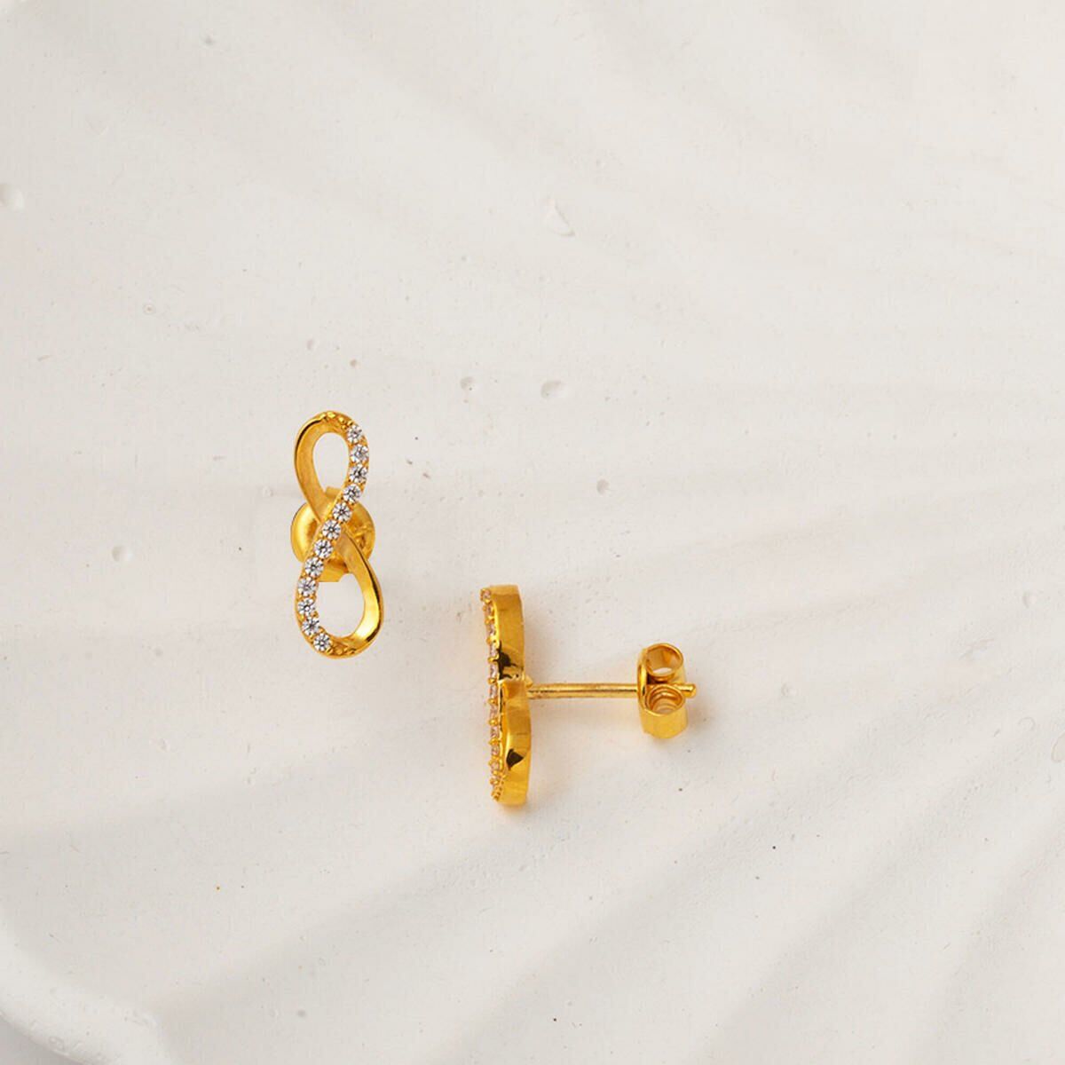 22K Yellow Gold Infinity Cubic Zirconia Earrings (1.89 g)