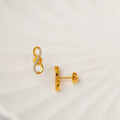 22K Yellow Gold Infinity Cubic Zirconia Earrings (1.89 g)