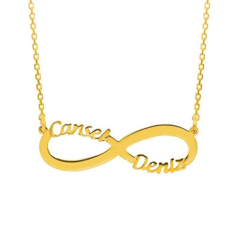 14K Yellow Gold Infinity Two Name Necklace