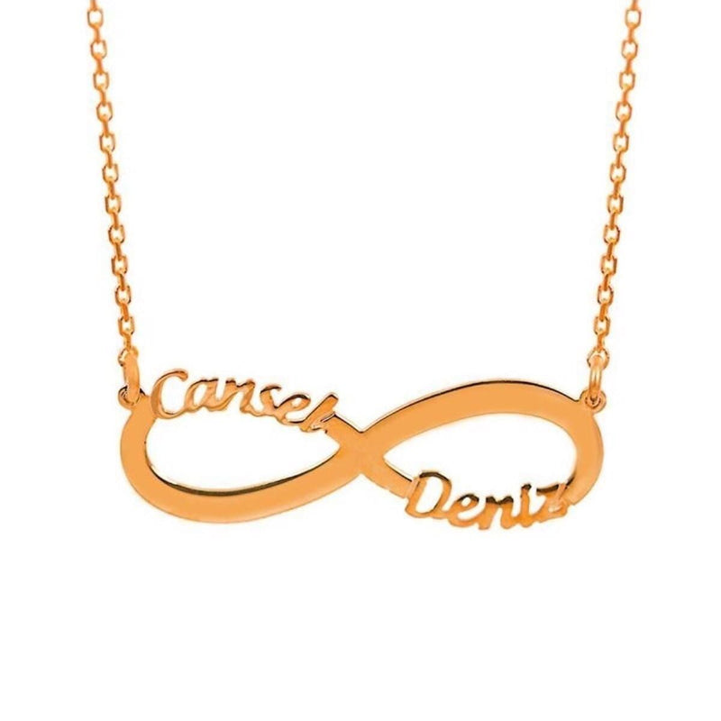 14K Yellow Gold Infinity Two Name Necklace