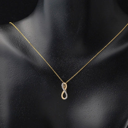 14K Yellow Gold Infinity Cubic Zirconia Necklace and Earrings Set