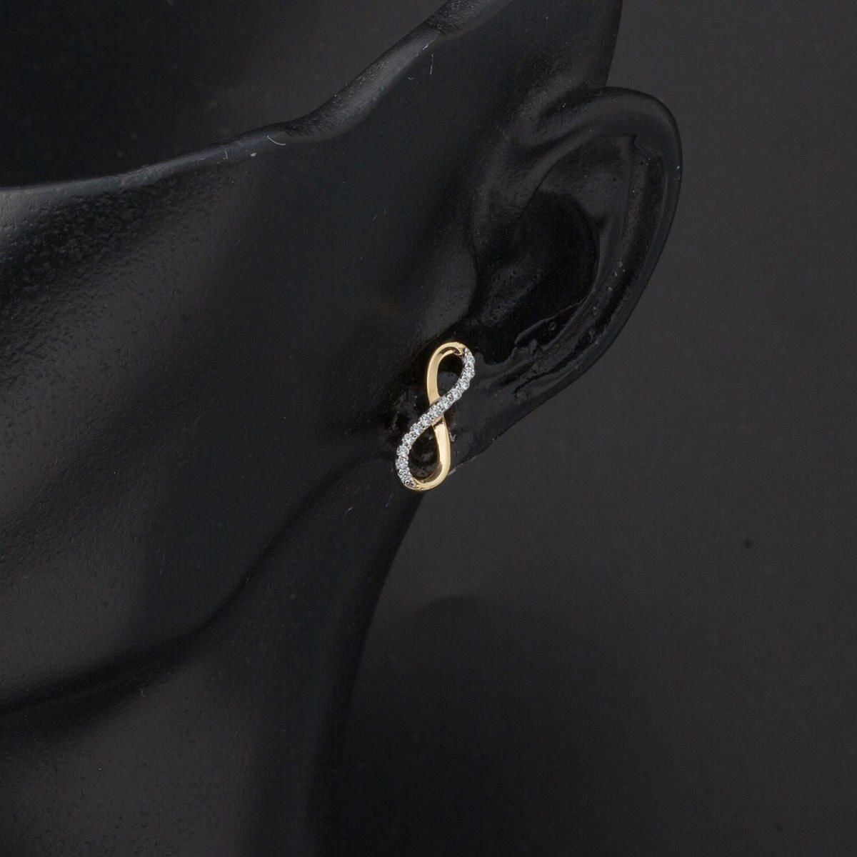 14K Yellow Gold Infinity Cubic Zirconia Necklace and Earrings Set