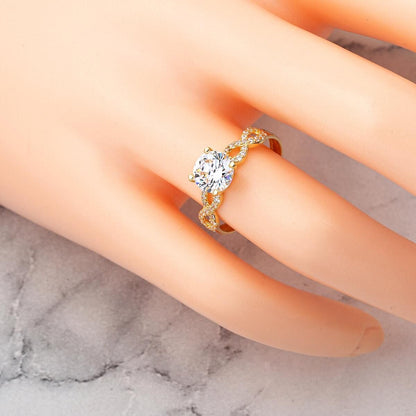 14K Yellow Gold Infinity Solitaire Cubic Zirconia Ring (2.61 g)