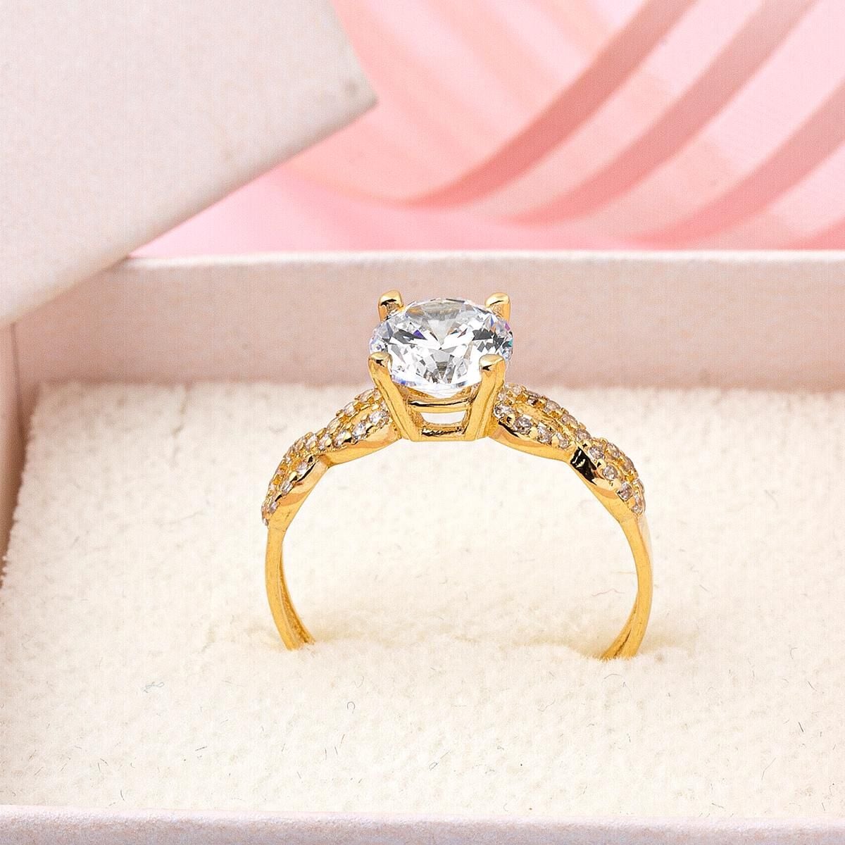 14K Yellow Gold Infinity Solitaire Cubic Zirconia Ring (2.61 g)
