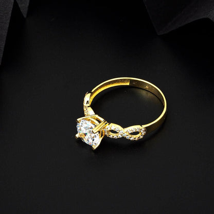 14K Yellow Gold Infinity Solitaire Cubic Zirconia Ring (2.61 g)
