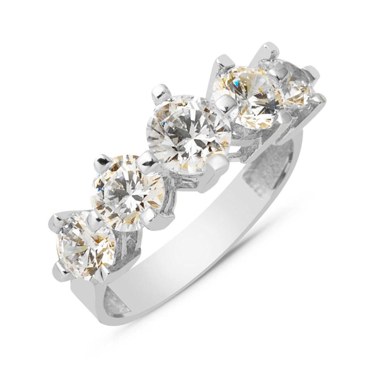 14K White Gold Spica Five Stone Cubic Zirconia Ring