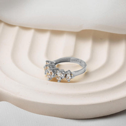 14K White Gold Spica Five Stone Cubic Zirconia Ring