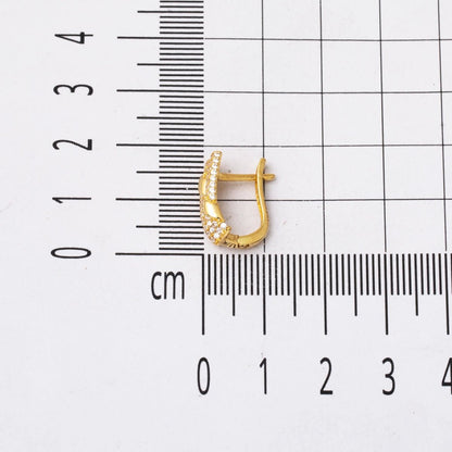14K Yellow Gold Minimalist Cubic Zirconia Women's Earrings