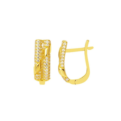 14K Yellow Gold Minimalist Cubic Zirconia Women's Earrings