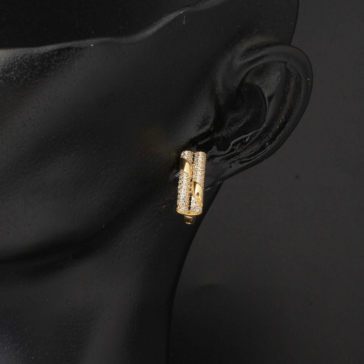 14K Yellow Gold Minimalist Cubic Zirconia Women's Earrings