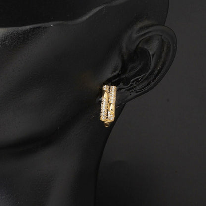 14K Yellow Gold Minimalist Cubic Zirconia Women's Earrings