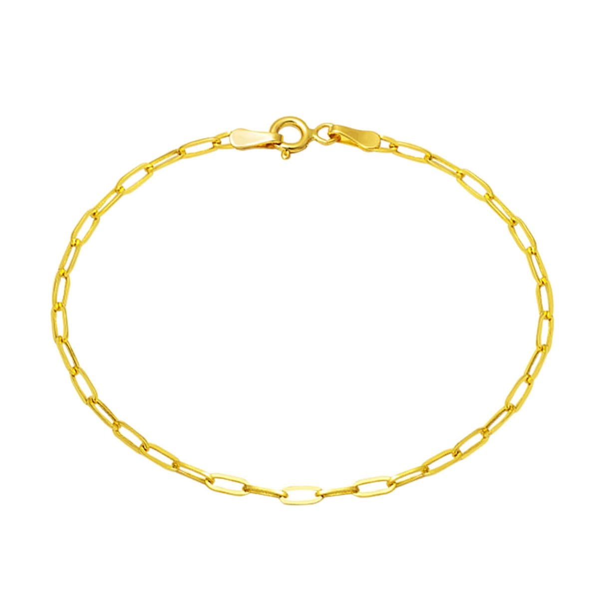 14K Yellow Gold Minimalist Paperclip Chain Bracelet