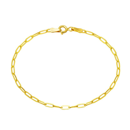 14K Yellow Gold Minimalist Paperclip Chain Bracelet