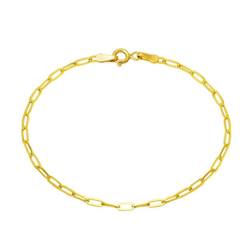 14K Yellow Gold Minimalist Paperclip Chain Bracelet