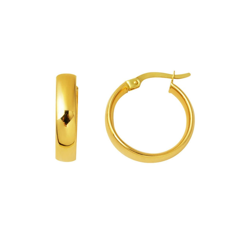14K Yellow Gold Minimalist Women's Hoop Earrings