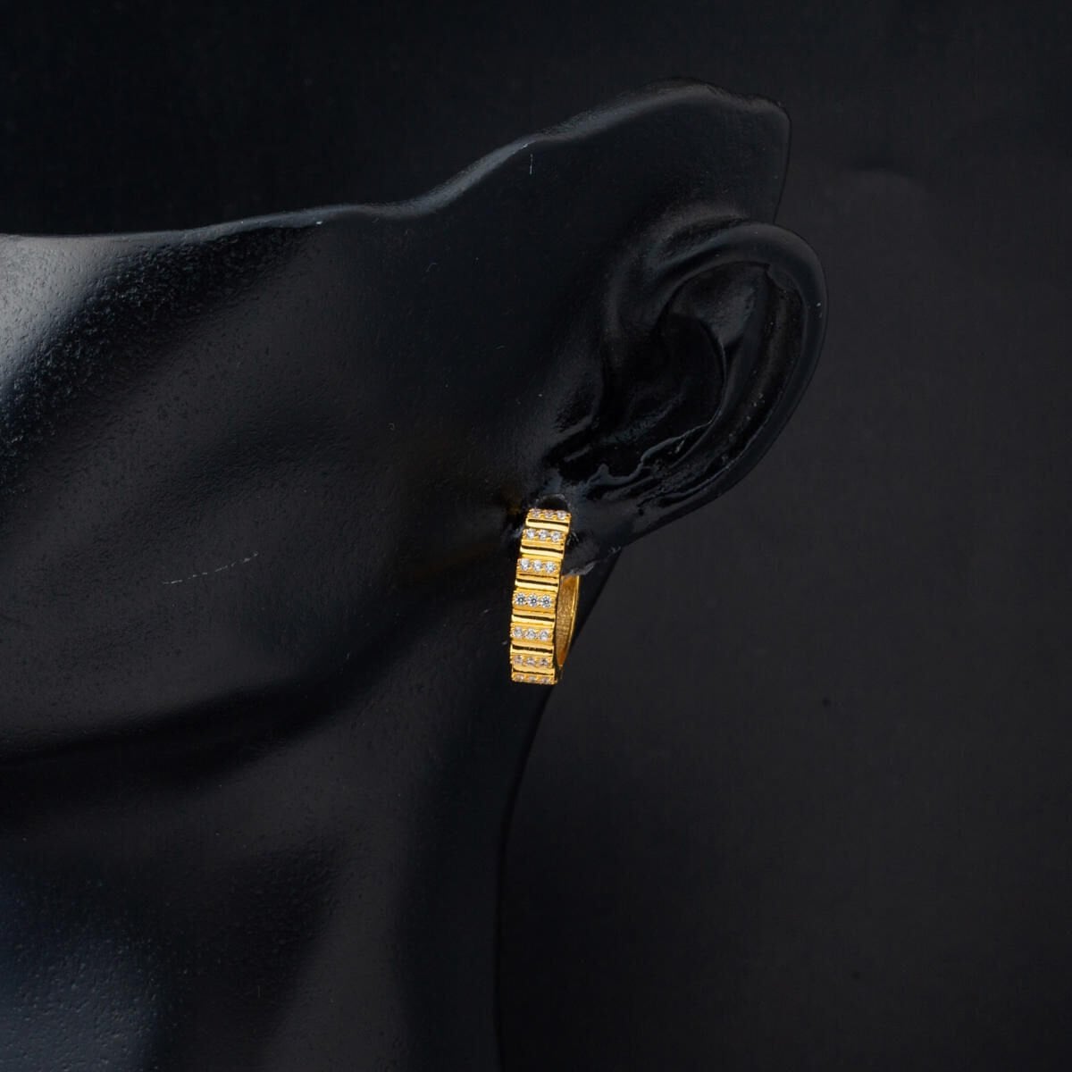 14K Yellow Gold Minimalist Cubic Zirconia Hoop Earrings