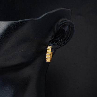 14K Yellow Gold Minimalist Cubic Zirconia Hoop Earrings
