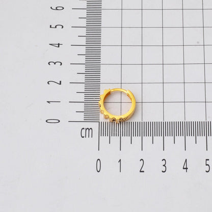 14K Yellow Gold Minimalist Cubic Zirconia Hoop Earrings