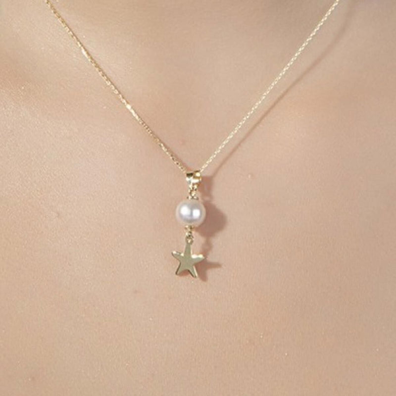 14K Yellow Gold Stella Pearl Necklace and Earrings Set