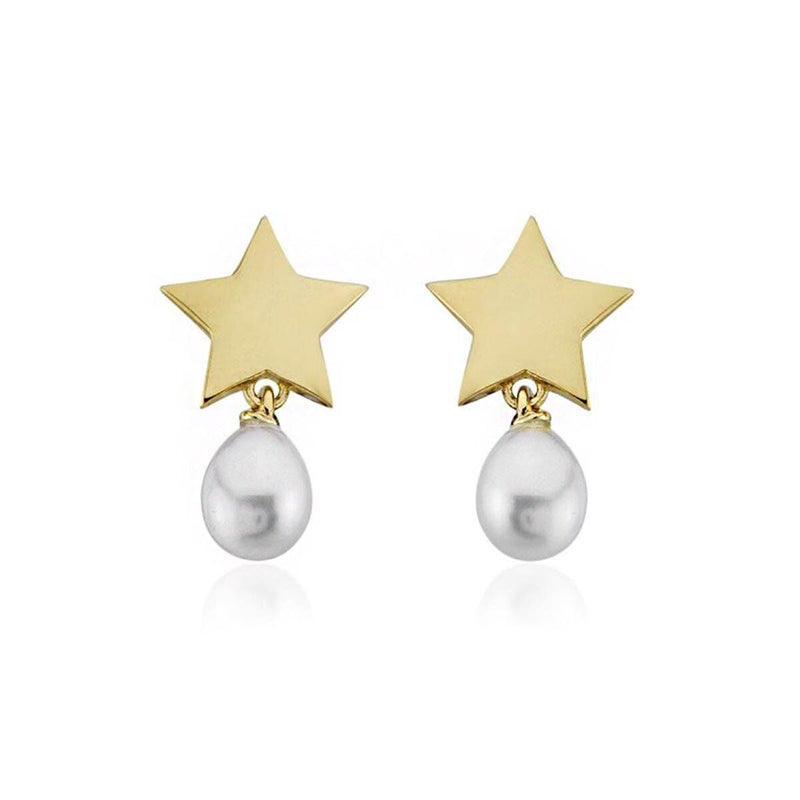 14K Yellow Gold Stella Mia Pearl Earrings