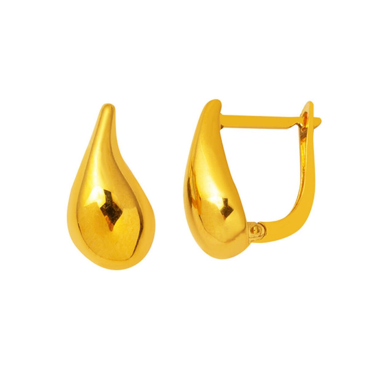 22K Yellow Gold Water Teardrop Earrings