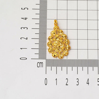 22K Yellow Gold Water Teardrop Flower Necklace