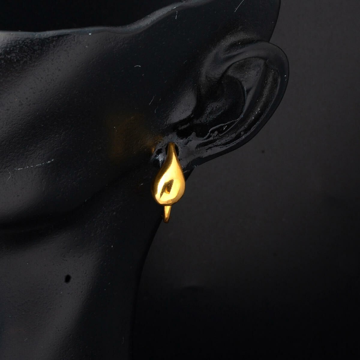 22K Yellow Gold Water Teardrop Minimalist Necklace Earrings Set