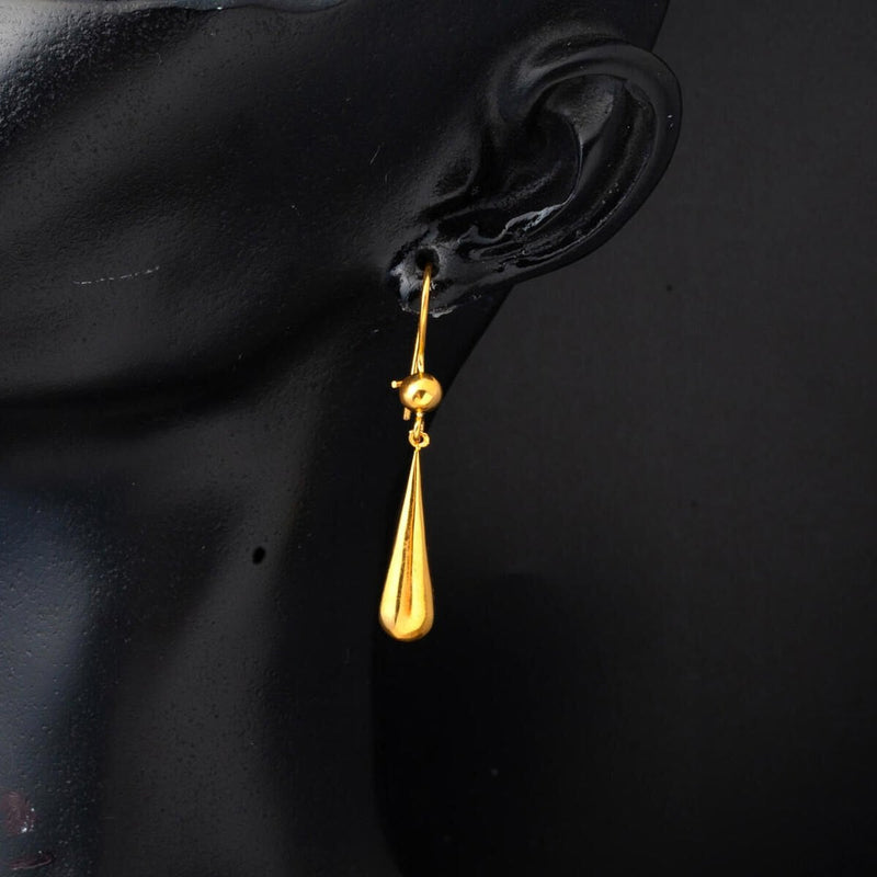 14K Yellow Gold Water Teardrop Dangle Earrings