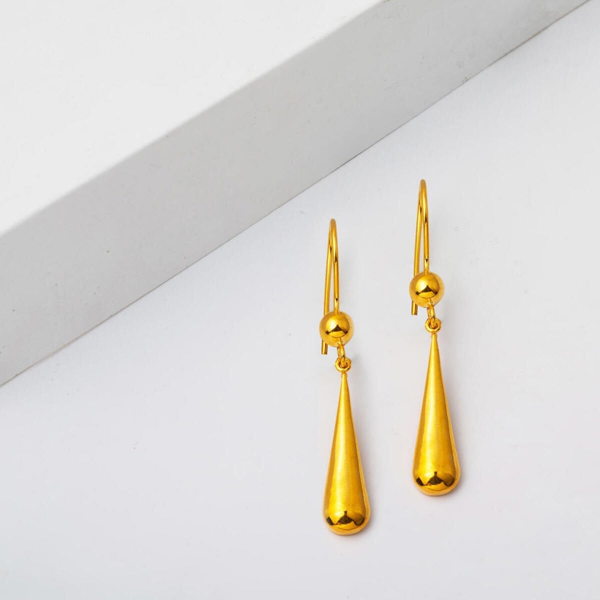 14K Yellow Gold Water Teardrop Dangle Earrings