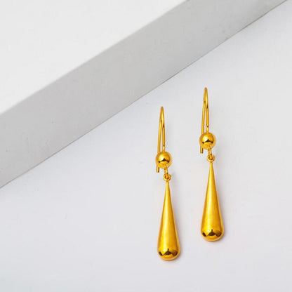 14K Yellow Gold Water Teardrop Dangle Earrings