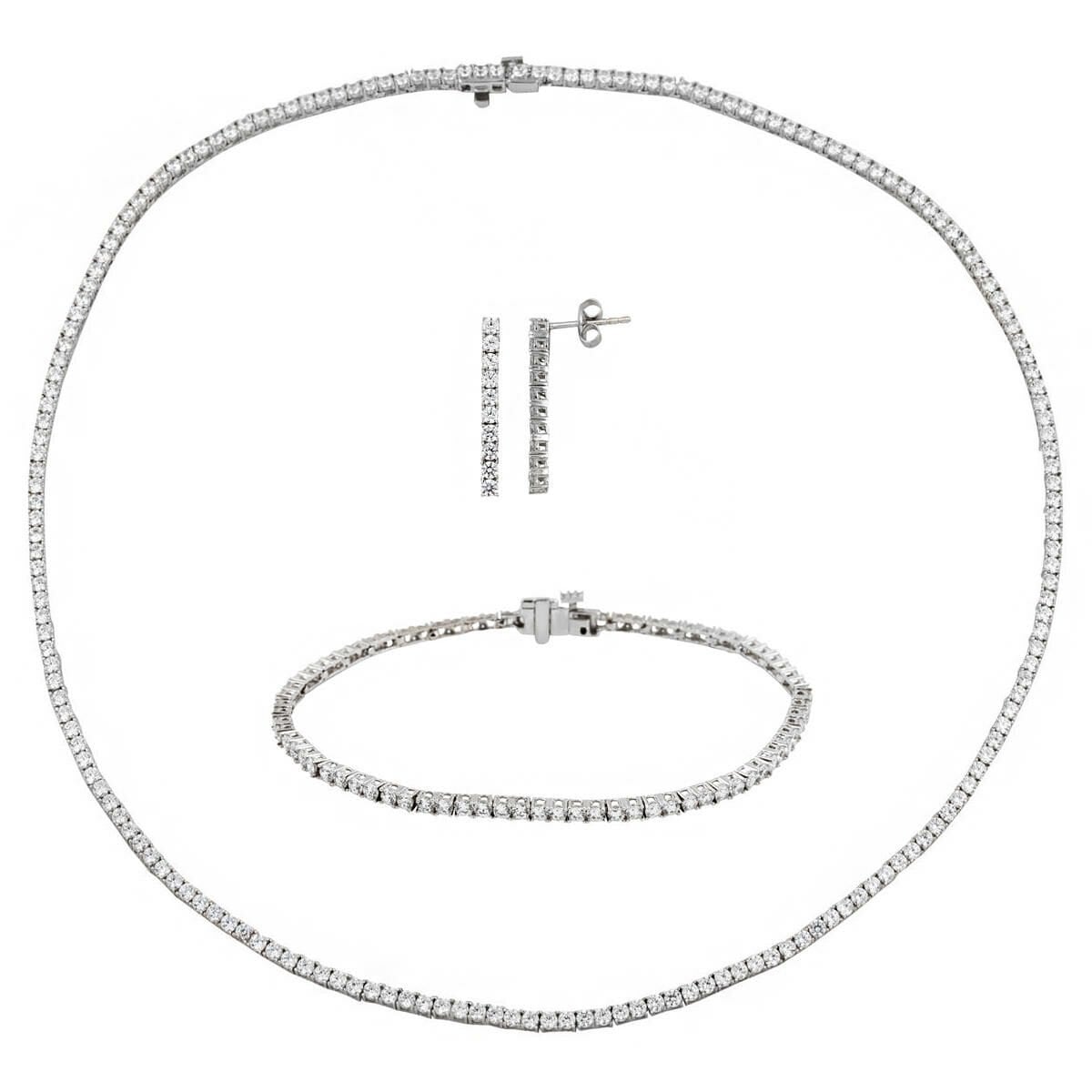 14K White Gold Tennis Minimalist Cubic Zirconia Set (21.35 g)