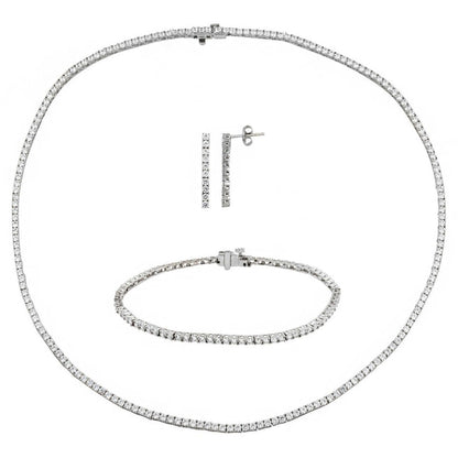 14K White Gold Tennis Minimalist Cubic Zirconia Set (21.35 g)