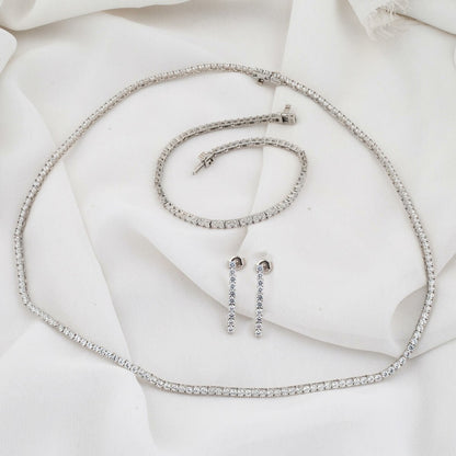 14K White Gold Tennis Minimalist Cubic Zirconia Set (21.35 g)